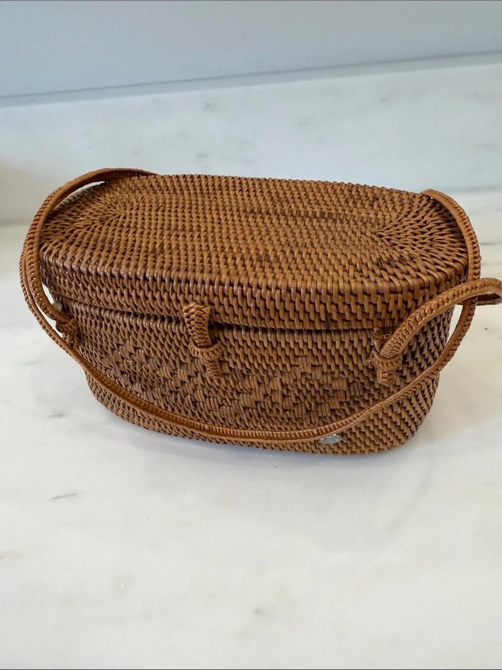 Helen Kaminski Tan Woven Oval Crossbody